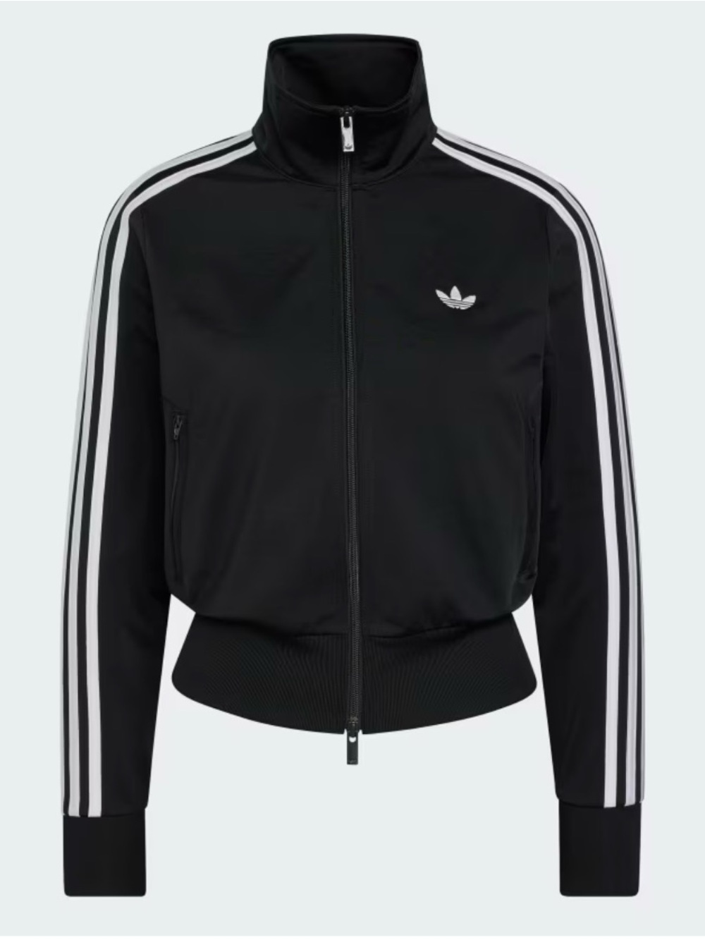 Adidas Women's Black Track Jacket with White Stripes